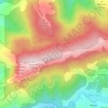 Mapa topográfico Zenteno, altitud, relieve