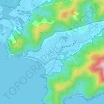 Mapa topográfico Boiçucanga, altitud, relieve