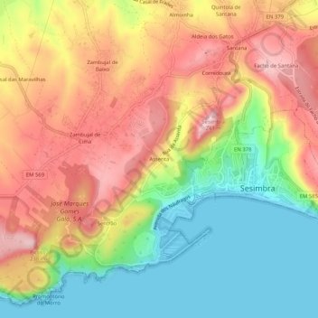 Mapa topográfico Assenta, altitud, relieve