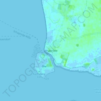 Mapa topográfico Schaprode, altitud, relieve