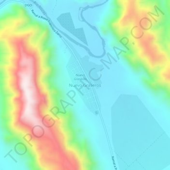 Mapa topográfico Nuevo Graseros, altitud, relieve