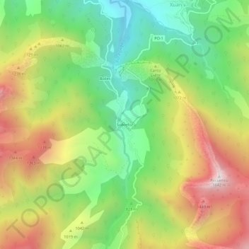 Mapa topográfico Sobrefoz, altitud, relieve