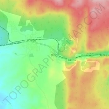 Mapa topográfico El Abra, altitud, relieve