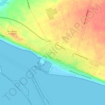 Mapa topográfico Mazagón, altitud, relieve