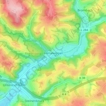 Mapa topográfico Immekeppel, altitud, relieve