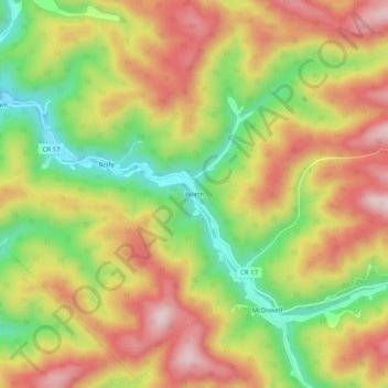 Mapa topográfico Worth, altitud, relieve