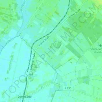 Mapa topográfico Karlshöfenermoor, altitud, relieve