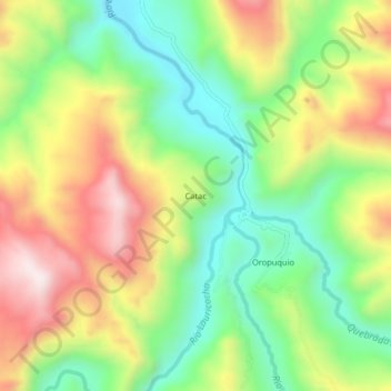 Mapa topográfico Catac, altitud, relieve