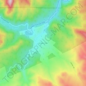 Mapa topográfico Buffalo Creek, altitud, relieve