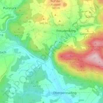 Mapa topográfico Hammermühle, altitud, relieve