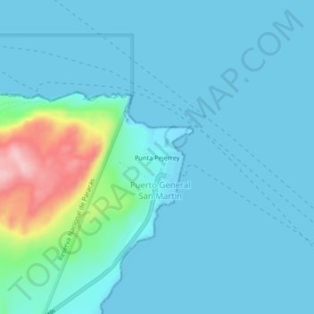 Mapa topográfico Punta Pejerrey, altitud, relieve