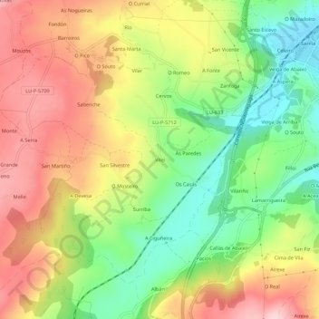 Mapa topográfico Vilei, altitud, relieve