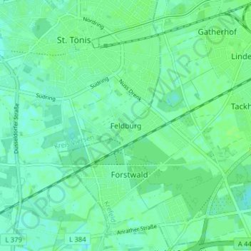Mapa topográfico Feldburg, altitud, relieve
