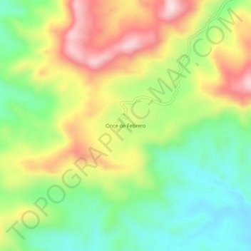 Mapa topográfico Once de Febrero, altitud, relieve