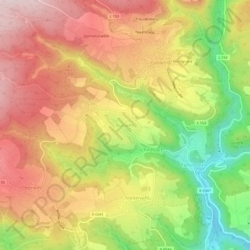 Mapa topográfico Rüßwihl, altitud, relieve