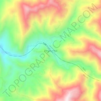 Mapa topográfico Vegalarga, altitud, relieve