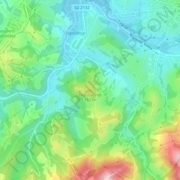 Mapa topográfico Munoaundi, altitud, relieve