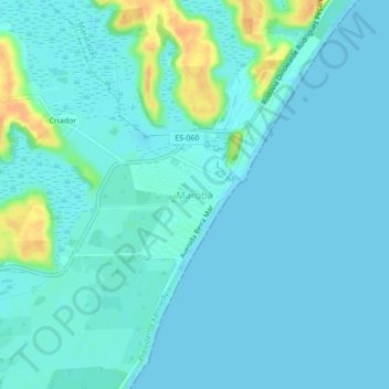 Mapa topográfico Marobá, altitud, relieve