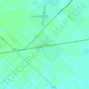 Mapa topográfico Cucha Cucha, altitud, relieve