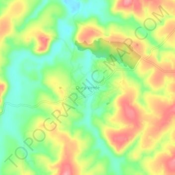 Mapa topográfico Ouro Verde, altitud, relieve