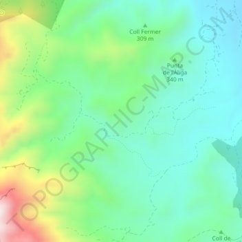 Mapa topográfico La Guineu, altitud, relieve