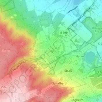 Mapa topográfico Gey, altitud, relieve