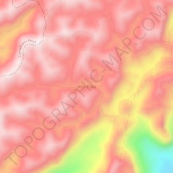 Mapa topográfico Alto Pião, altitud, relieve