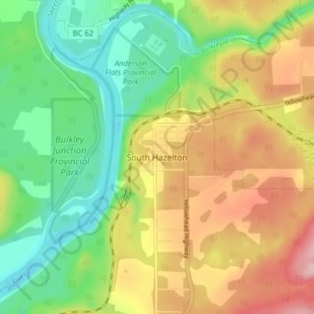 Mapa topográfico South Hazelton, altitud, relieve