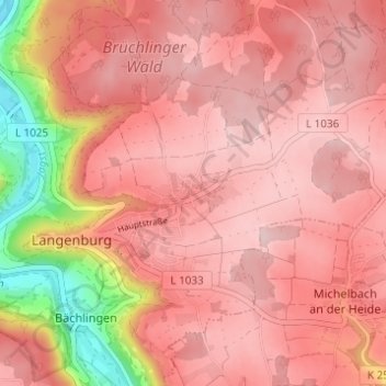 Mapa topográfico Atzenrod, altitud, relieve