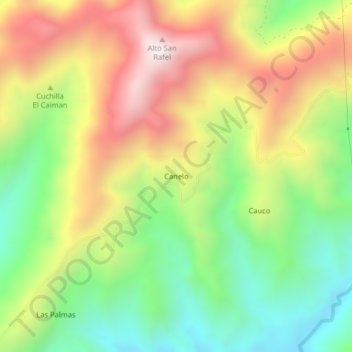 Mapa topográfico Canelo, altitud, relieve