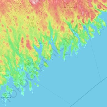Mapa topográfico McLean Island, altitud, relieve