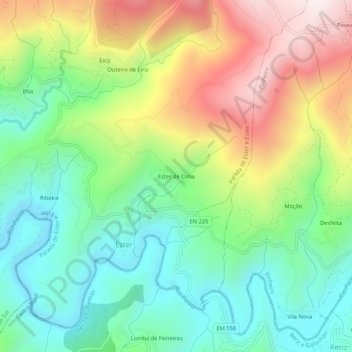 Mapa topográfico Ester de Cima, altitud, relieve