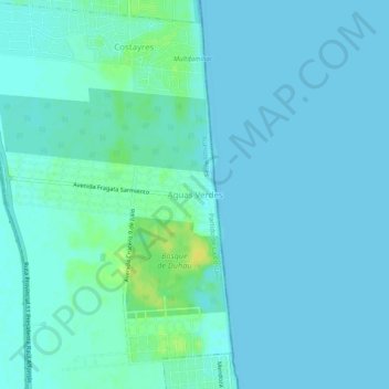 Mapa topográfico Aguas Verdes, altitud, relieve