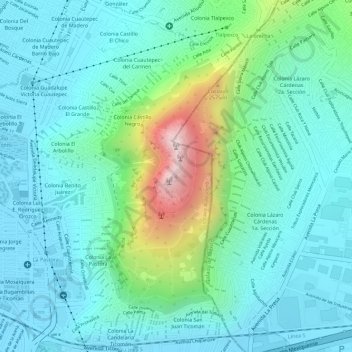 Mapa topográfico Chiquihuite, altitud, relieve