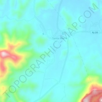 Mapa topográfico Santa Maria, altitud, relieve