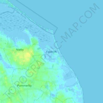Mapa topográfico Falshöft, altitud, relieve