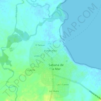 Mapa topográfico Pueblo Abajo, altitud, relieve
