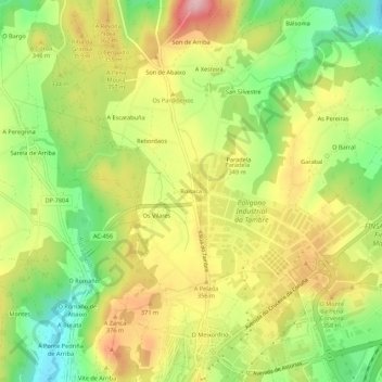 Mapa topográfico Boisaca, altitud, relieve