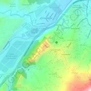 Mapa topográfico Nulti, altitud, relieve