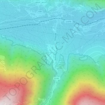 Mapa topográfico Morter, altitud, relieve
