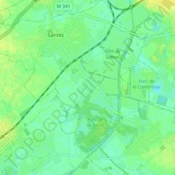 Mapa topográfico Le Marais, altitud, relieve