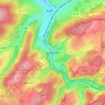 Mapa topográfico Sötenich, altitud, relieve