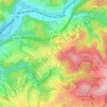 Mapa topográfico Hintersteimel, altitud, relieve