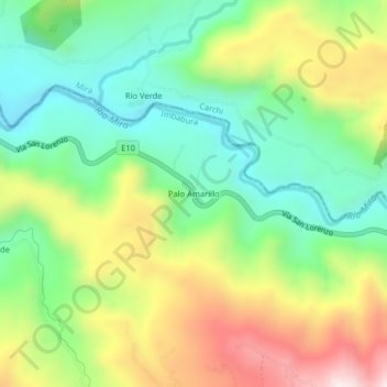 Mapa topográfico Palo Amarillo, altitud, relieve