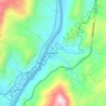 Mapa topográfico Bolombolo, altitud, relieve