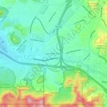 Mapa topográfico Greenwich Village, altitud, relieve