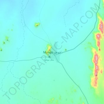 Mapa topográfico Mongo مونقو, altitud, relieve