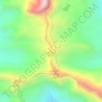 Mapa topográfico Winikunka, altitud, relieve