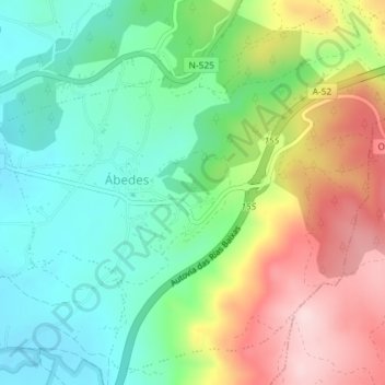 Mapa topográfico Felgoso, altitud, relieve