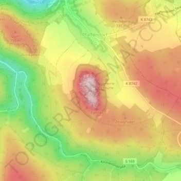 Mapa topográfico Pfaffenstein, altitud, relieve